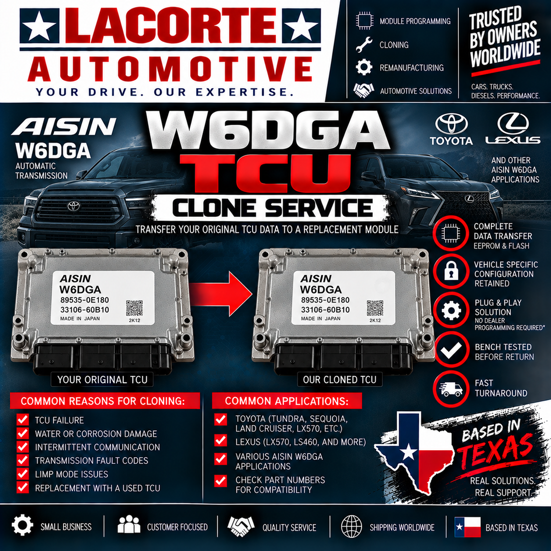 W6DGA TCU Clone Service | Mail-In Transmission Control Module Programming