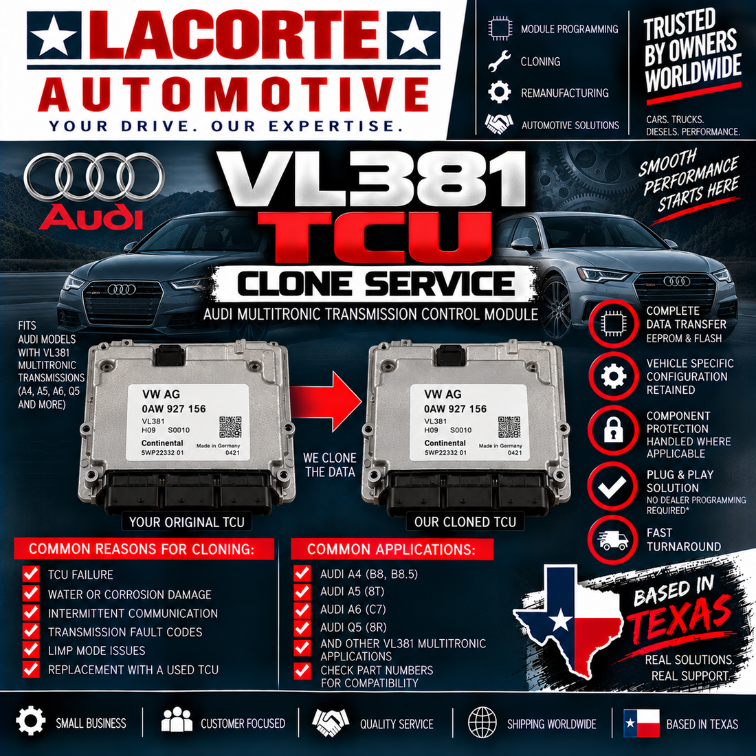 Audi VL381 TCU Clone Service | Multitronic Transmission Module Programming