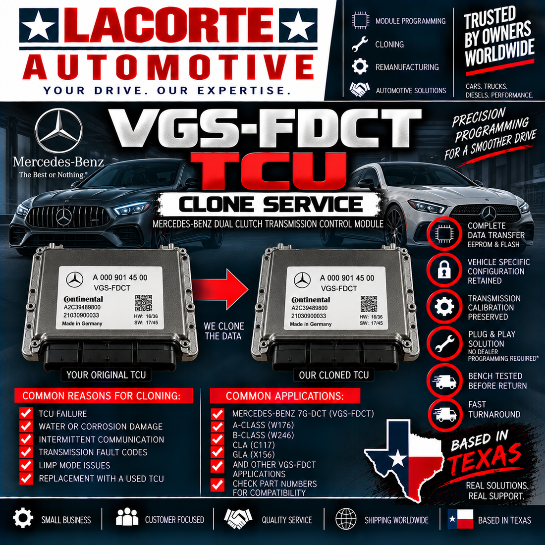 Mercedes-Benz VGS-FDCT TCU Clone Service | Mail-In Transmission Programming