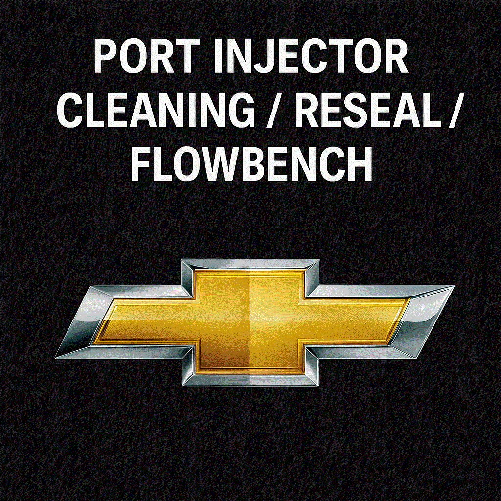 Chevy port injector undergoing professional testing, cleaning, and resealing service