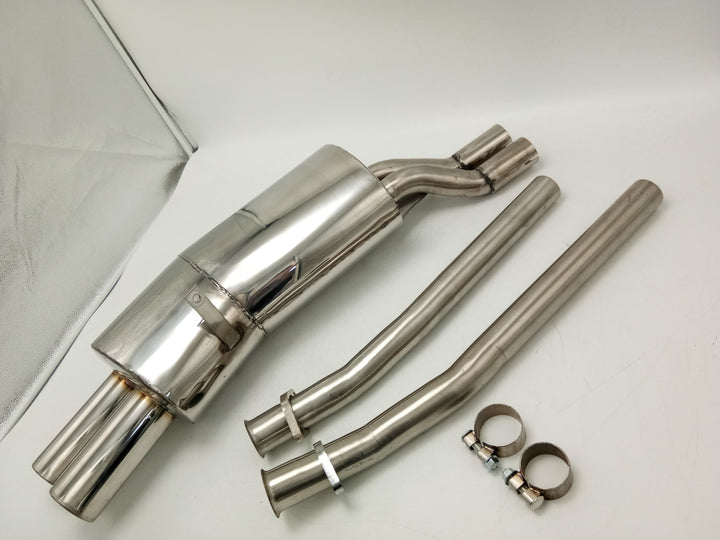 BMW E36 325i stainless steel dual tip catback exhaust system installed on car