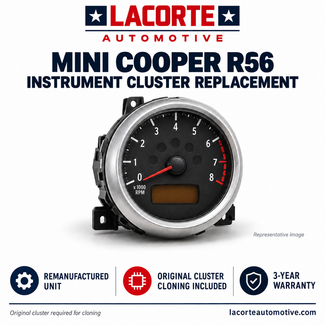 MINI Cooper R56 Instrument Cluster 9232441-02 – Remanufactured Replacement with Cloning – 3-Year Warranty