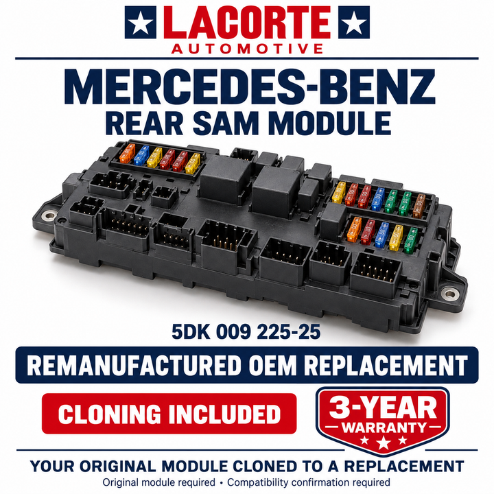 Mercedes-Benz Rear SAM Module 5DK 009 225-25 – Remanufactured Replacement + Cloning | 3-Year Warranty